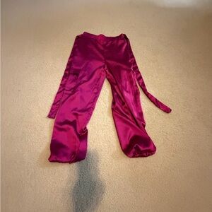Women's Satin Pants in Fuchsia